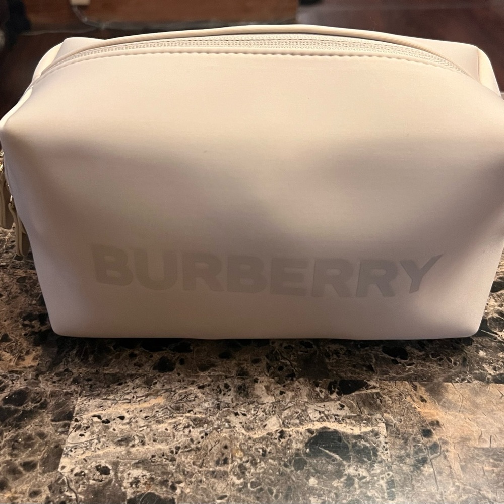 Burberry Cream-Colored Cosmetic Pouch